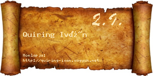 Quiring Iván névjegykártya